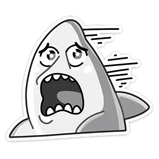 😳 tiburón, dibujos animados, pegatina, desgastado, sorprendido, triste, expresión telegram sticker