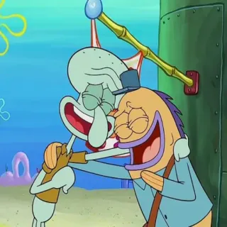 🤣 Squidward Spongebob Squarepants สพันจ์บ็อบ สแควร์แพนส์, สควิดวอร์ด, การ์ตูน, กอด, มิตรภาพ telegram sticker