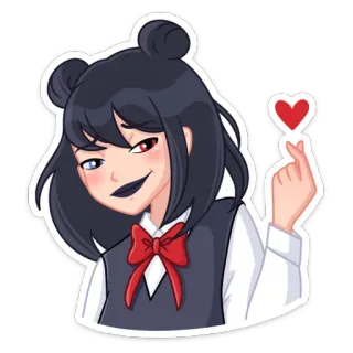 ❤️ Fille anime, Dessin animé, Coeur, Mignon, Féminin, Autocollant telegram sticker