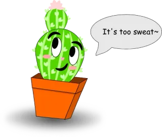 😍 It's too sweat~ кактус, растение, мультфильм, потеет, кавай, милый, юмор, ошибка whatsapp sticker