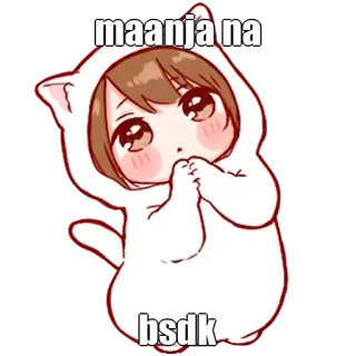 🤔 maanja na
bsdk Anime, Cartone animato, Carino, Adesivo, Gatto, Orecchie whatsapp sticker
