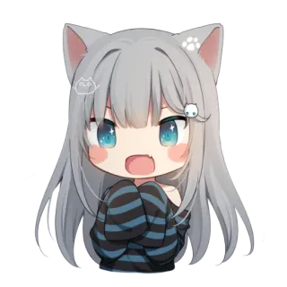 😵 애니메이션, 고양이 소녀, 치비, 귀여운, 카와이 telegram sticker