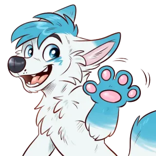 👋 퍼리, 늑대, 수인, 만화, 동물, 손 흔드는, 귀여운, 친절한 telegram sticker