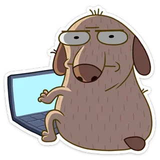 💻 dog, cartoon, laptop, animal, computer telegram sticker