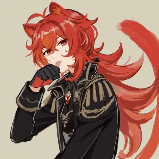 🐱 Diluc Genshin Impact Diluc, Genshin Impact, Anime, Orelhas de gato, Cabelo vermelho, Fanart telegram sticker