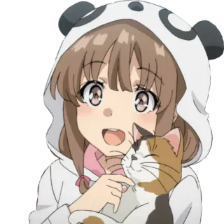 😺 Anime, Garota, Gato, Fofo, Panda, Moletom com capuz telegram sticker