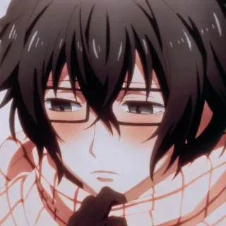😳 Anime, Anak laki-laki, Kacamata, Syal, Lucu, Karakter, Manga whatsapp sticker