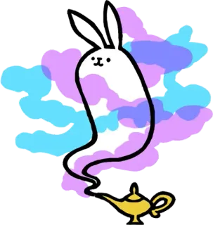 🔮 coniglio, coniglietto, lampada, genio, desiderio, magia, cartone animato, carino telegram sticker