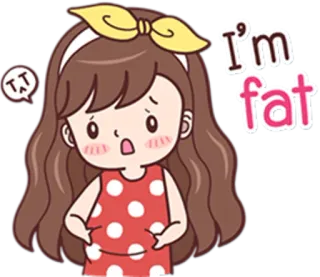 😟 I'm fat Cartone animato, Ragazza, Peso, Espressione, Carino, Triste telegram sticker
