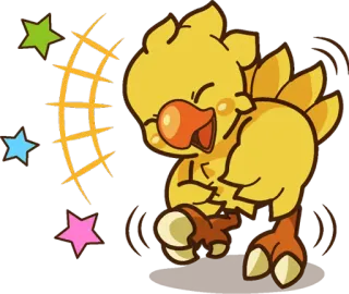 😂 Chocobo Final Fantasy โชโคโบะ, ไฟนอลแฟนตาซี, น่ารัก, นกสีเหลือง, วิดีโอเกม, แฟนตาซี telegram sticker