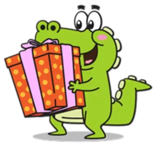 🐊 ワニ, ギフト, 漫画, 動物, プレゼント, 幸せ telegram sticker