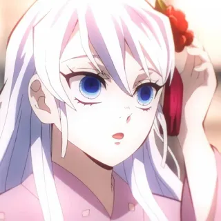🙂 애니메이션, 여자, 귀여운, 캐릭터, 흰 머리 whatsapp sticker
