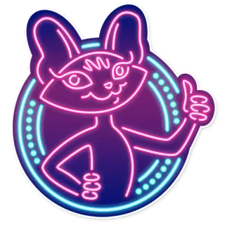 👍 cat, bunny, neon, cartoon, animal, sticker, thumbs up, cute telegram sticker