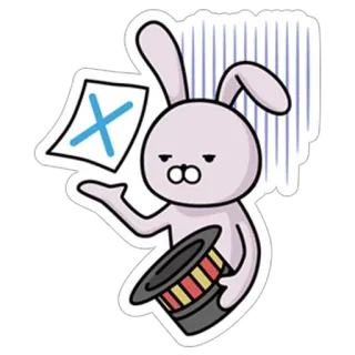 ❌ กระต่าย, เวทมนตร์, หมวก, ภาพวาด, การ์ตูน telegram sticker