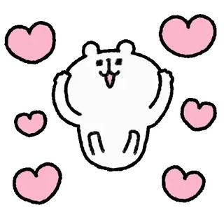 🤍 süß, kawaii, tier, bär, herzen, cartoon, illustration, sticker telegram sticker