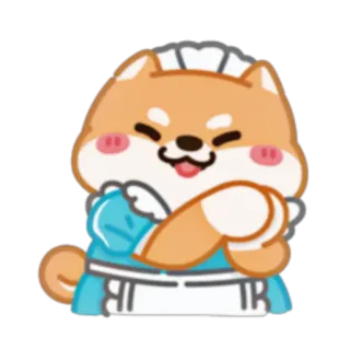 ☺ 狗, 柴犬, 可爱, 女仆, 卡哇伊, 动物, 卡通 telegram sticker