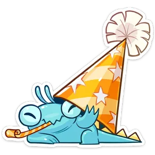🥳 монстр, вечеринка, праздник, животное, мультфильм, шляпа, свисток telegram sticker