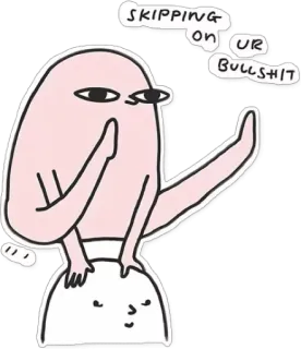 👋 SKIPPING ON UR BULLSHIT Cartone animato, Dito medio, Offensivo, Divertente, Maleducato, Saltellando telegram sticker
