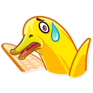😰 птица, утка, эмодзи, грустный, обеспокоенный, мультфильм telegram sticker