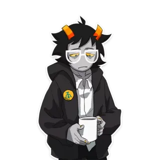 😞 Sollux Captor Homestuck Соллукс Каптор, Homestuck, тролль, фанарт, грустный, аниме, персонаж, цифровое искусство telegram sticker