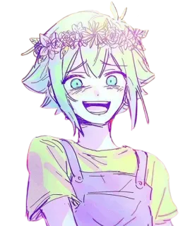 🤩 Basil Omori postać, gra wideo, Omori, Basil, wianek, uroczy, fanart telegram sticker