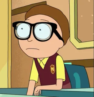 🙄 Morty Smith Rick and Morty cartoon, morty, rick and morty, animated series, character, glasses telegram sticker