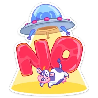 🙅‍♂️ NO ovni, vache, non, alien, enlèvement, dessin animé whatsapp sticker