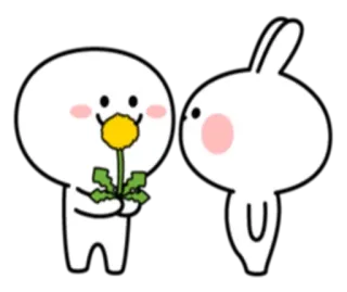 😍 cartoon, dandelion, rabbit, cute telegram sticker