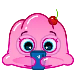 😳 Blob, Süß, Rosa, Cartoon, Handy, Tech, Kirsche, Augen telegram sticker