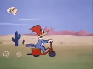 🚗 Woody Woodpecker kreskówka, Woody Woodpecker, animacja, pustynia, skuter whatsapp sticker