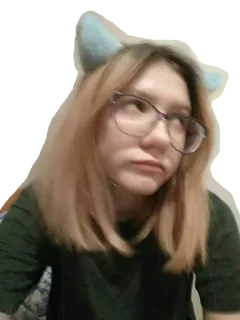 🙄 Mädchen, Katzenohren, Porträt, Brille, Frau telegram sticker