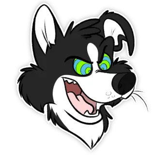 🌀 cão, desenho animado, peludo, bravo, olhos whatsapp sticker