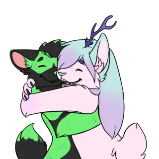 🫂 furry, hug, embracing, anthropomorphic, cartoon, friendly, cuddle, animals telegram sticker