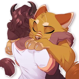 👐 Abrazo, Afecto, Amistad, Dibujo animado, Antropomórfico, Furry, Emociones telegram sticker
