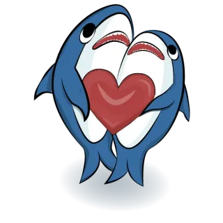 ❤️ Tiburón, Amor, Corazón, Lindo, Animal, Dibujo animado telegram sticker