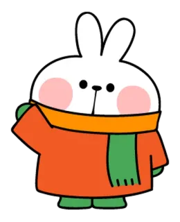 🐯 coniglio, cartone animato, carino, animale, adesivo, bianco, personaggio, sciarpa telegram sticker