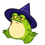 😐 GET OUT! 青蛙, 巫师, 滚开, 生气, 卡通, 表情包, 魔法 whatsapp sticker
