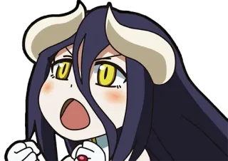 🥺 Albedo Overlord anime, cartoon, cute, chibi, demon, Overlord, Albedo telegram sticker