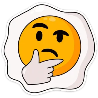 🤔 telur, berpikir, emoji, makanan, sarapan, pertanyaan, merenung, kartun telegram sticker