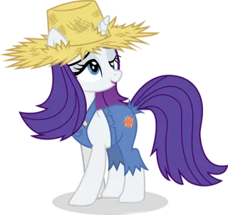 🤤 Rarity My Little Pony пони, мультфильм, лошадь, ферма, шляпа, комбинезон, милый telegram sticker