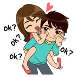 😈 pareja, amor, a cuestas, dibujos animados, relación telegram sticker