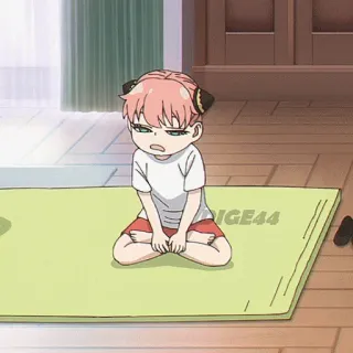 😴 Anya Forger Spy x Family anime, ragazza, spy x family, anya forger, carina, capelli rosa, seduta, yoga telegram sticker