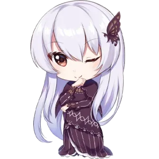 😉 Anime, Chibi, Niedlich, Mädchen, Schmetterling whatsapp sticker