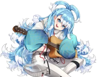 😍 аниме, девушка, музыка, гитара, vtuber, голубые волосы whatsapp sticker