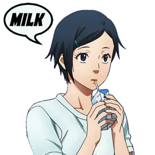 🥛 MILK leche, bebida, dibujo animado, mujer, bebida whatsapp sticker