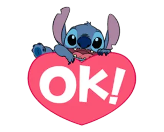👍 Stitch Lilo & Stitch OK! мультфильм, персонаж, стич, ок, сердце, милый, лило и стич whatsapp sticker