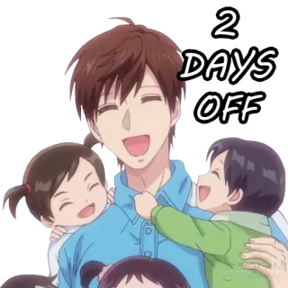 ✌ 2 DAYS OFF anime, kids, family, happy, days off telegram sticker