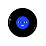 💙 vinile, musica, cartone animato, personaggio, disco, blu, arte whatsapp sticker