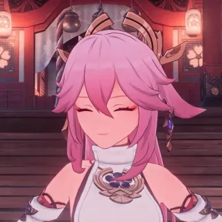 🌸 Yae Miko Genshin Impact 八重神子, 原神, アニメ, ゲーム, キャラクター, ピンク髪 whatsapp sticker