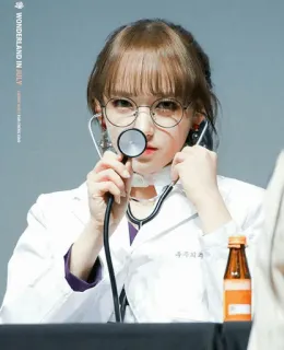 🌈 doctor, stethoscope, medical, woman, portrait, scientist, lab coat telegram sticker